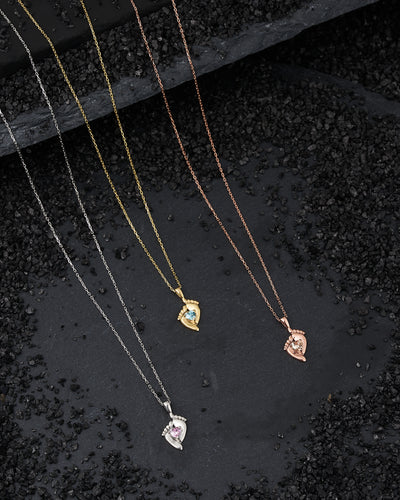 Baby Feet Birthstone Necklace - Glamoristic