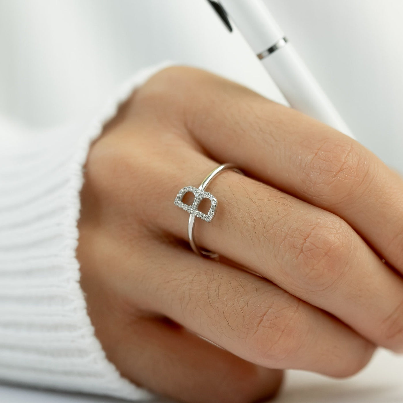 Diamond Initial Ring - Glamoristic