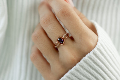 Oval Birthstone Ring with Diamond Accents - Glamoristic