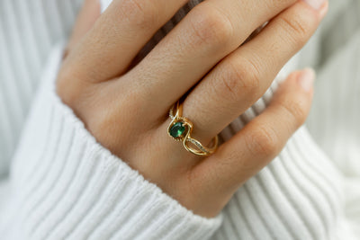 Oval Birthstone Ring with Diamond Accents - Glamoristic