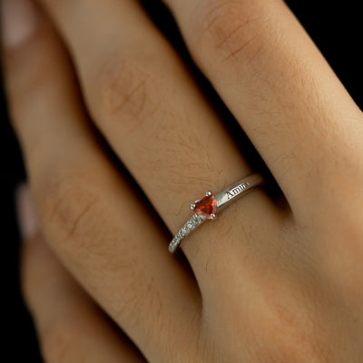 Heart Cluster Birthstone Ring with Diamond Accents - Glamoristic