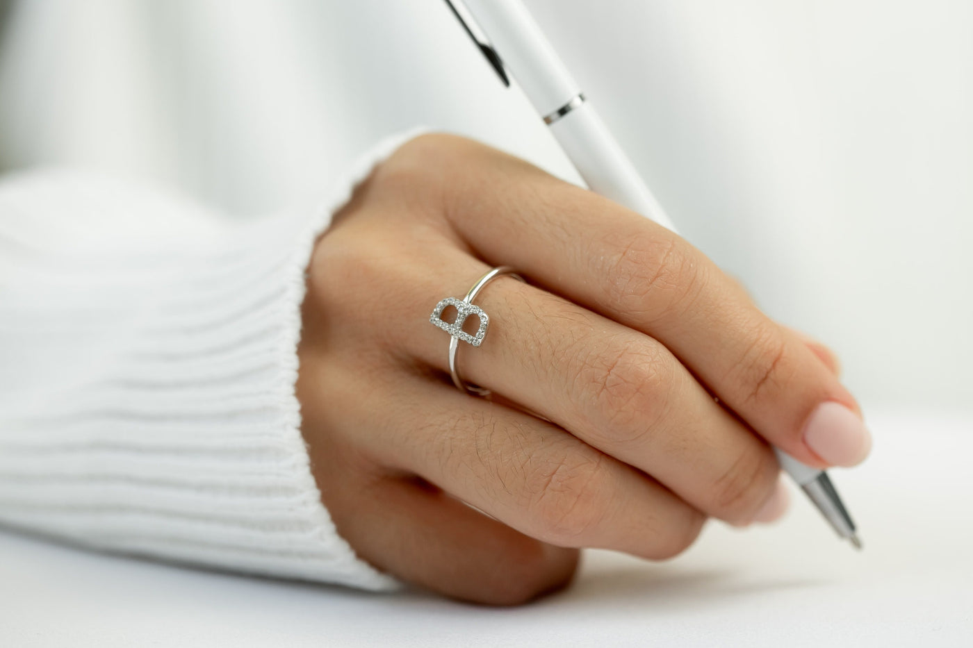 Diamond Initial Ring - Glamoristic