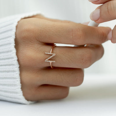 Diamond Initial Ring - Glamoristic