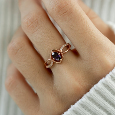 Oval Birthstone Ring with Diamond Accents - Glamoristic