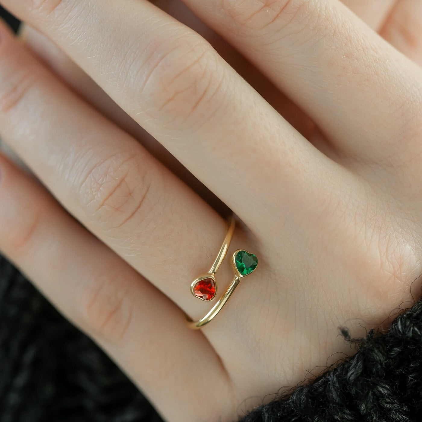 Double Heart Stone Ring - Glamoristic