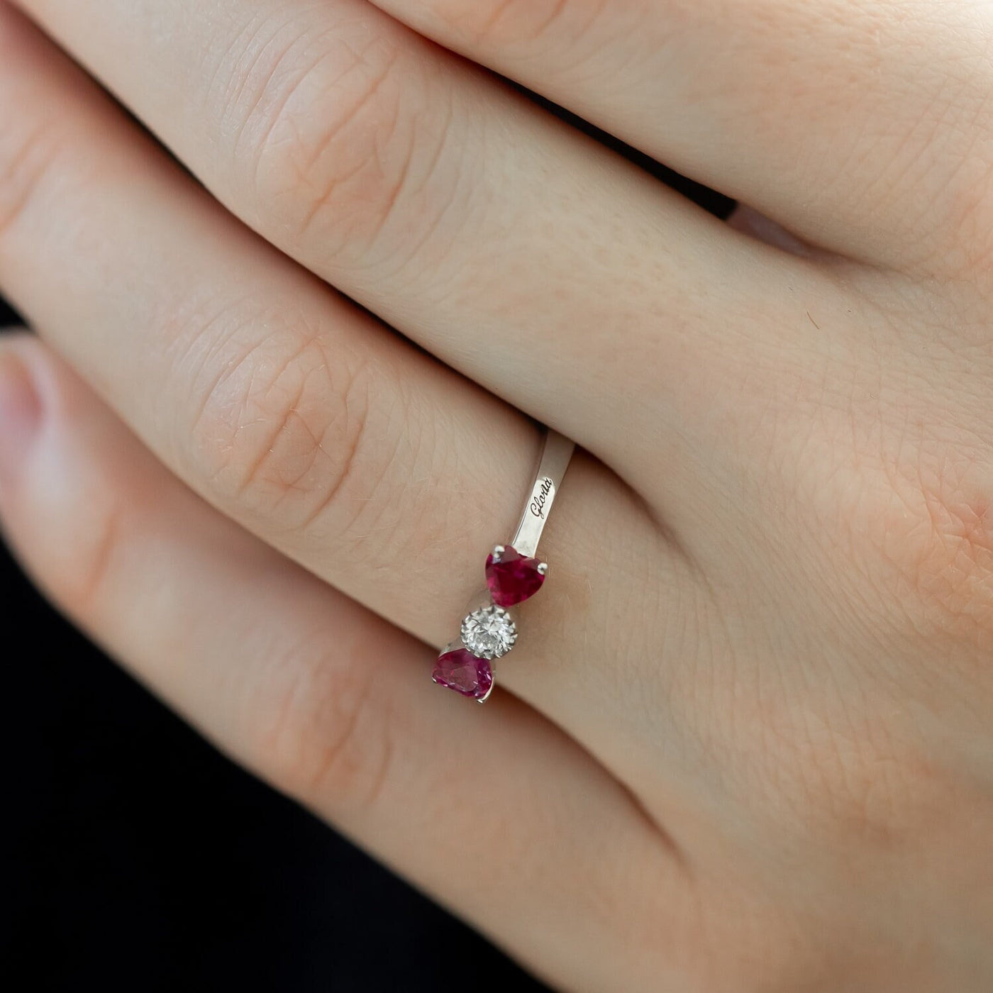 Bow Style 3 Birthstone Ring with Names - Glamoristic