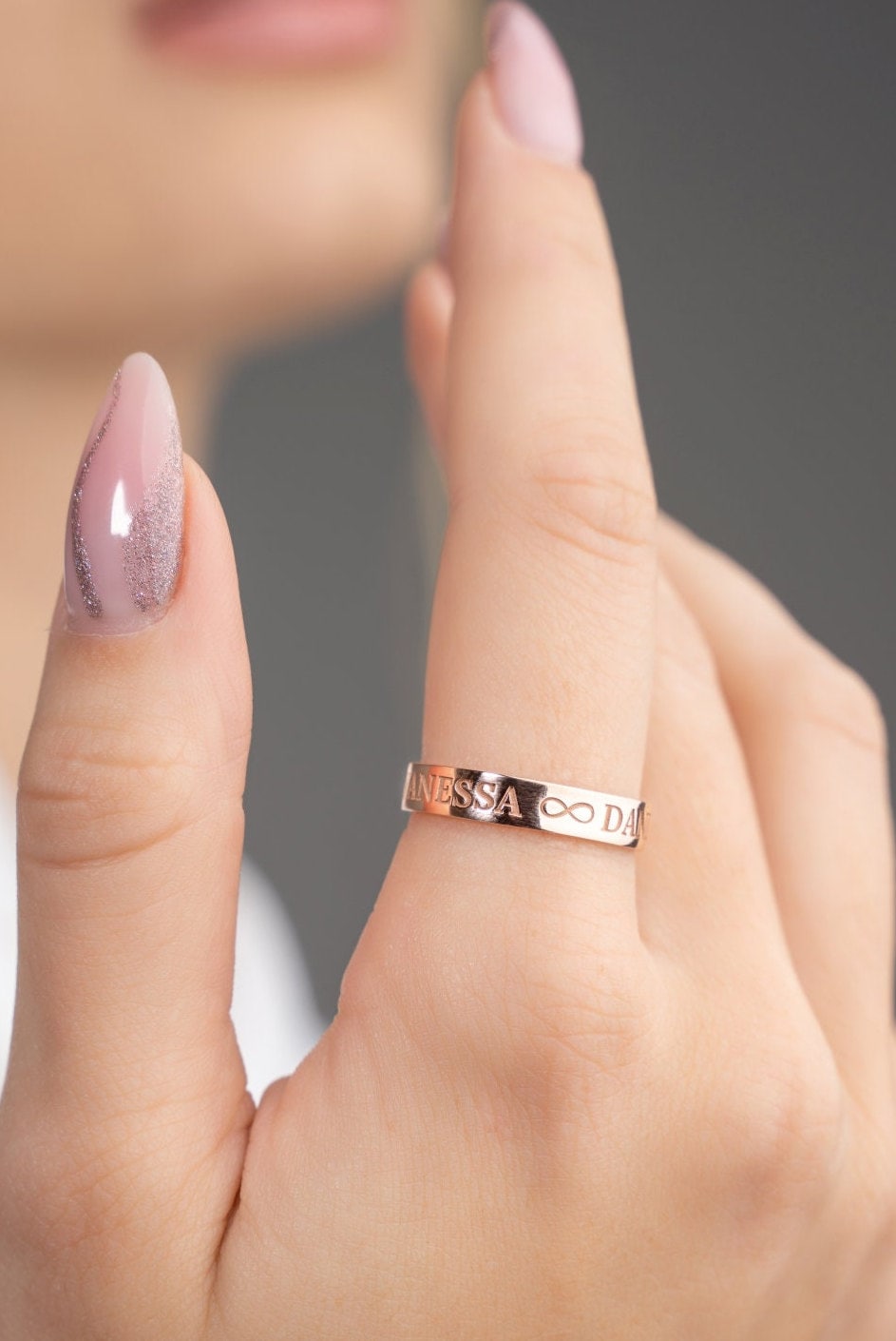 Engraved Text Ring - Glamoristic