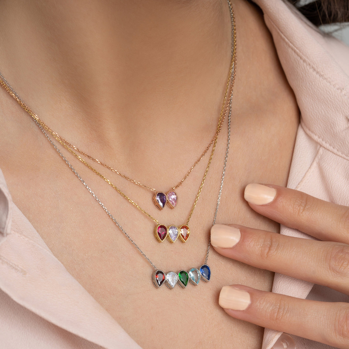 Heart Shape Family Birthstone Necklace - Glamoristic