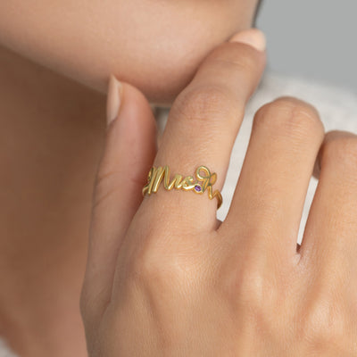 Name Ring with Birthstone - Glamoristic