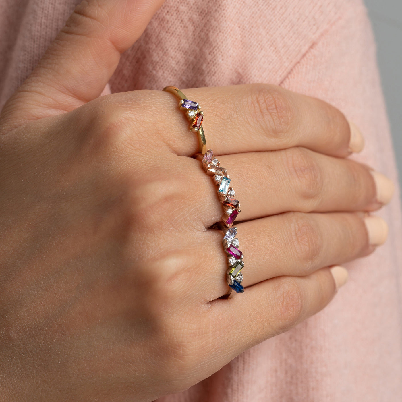 Zig Zag Birthstones Ring - Glamoristic