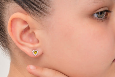 Kids Heart Gemstone Stud Earrings