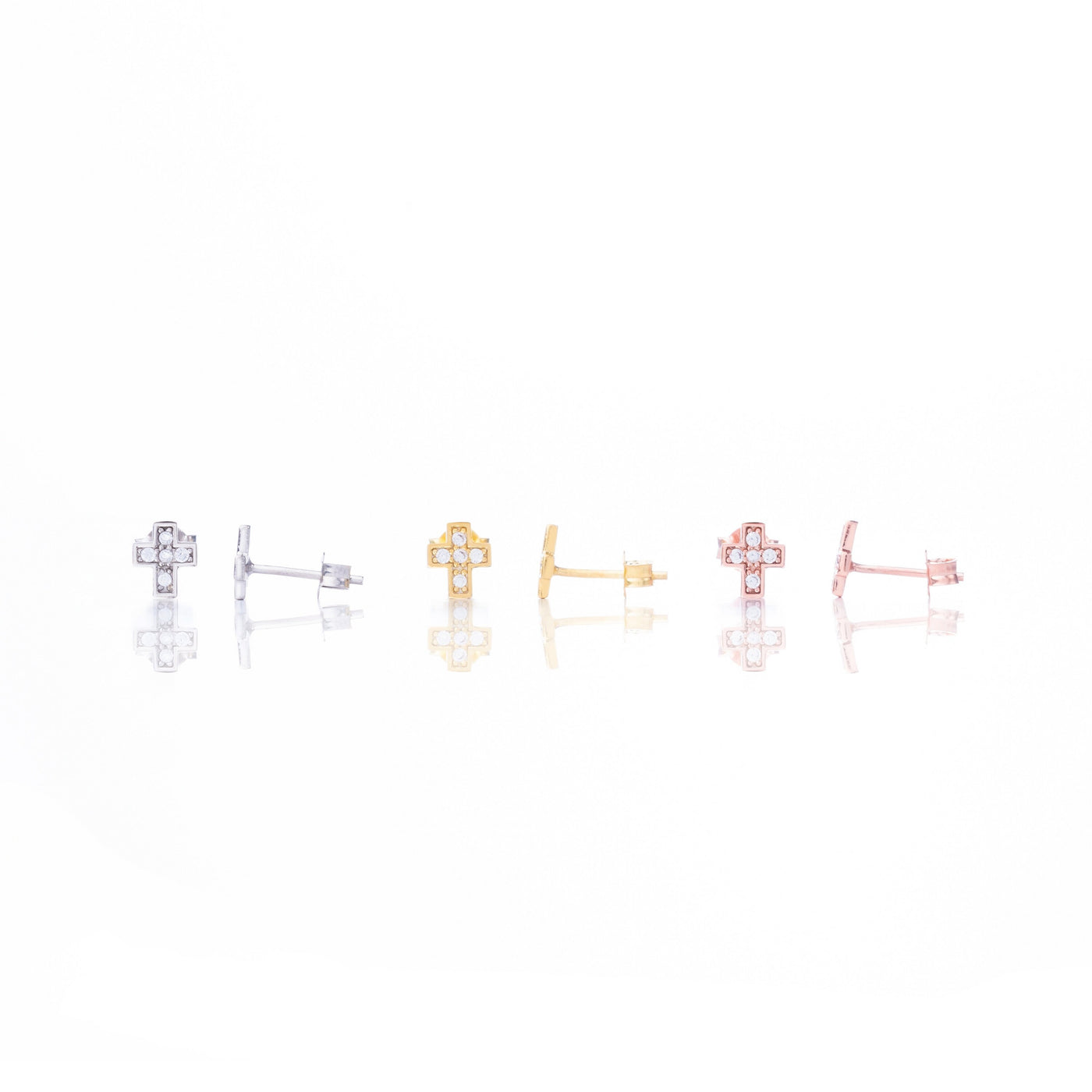 Diamond Cross Kids Earrings