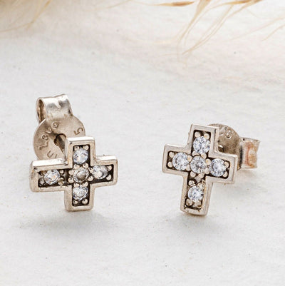 Diamond Cross Kids Earrings