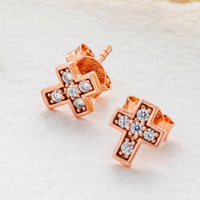 Diamond Cross Kids Earrings