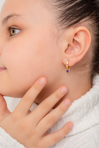 Kids Heart Birthstone Earrings