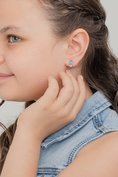 Kids Birthstone Heart Earrings