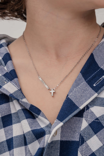 Princess's Cross Necklace • Cross Name Necklace • Kids Cross Necklace •  Christian Gifts •  Name bar and Cross Necklace - Glamoristic