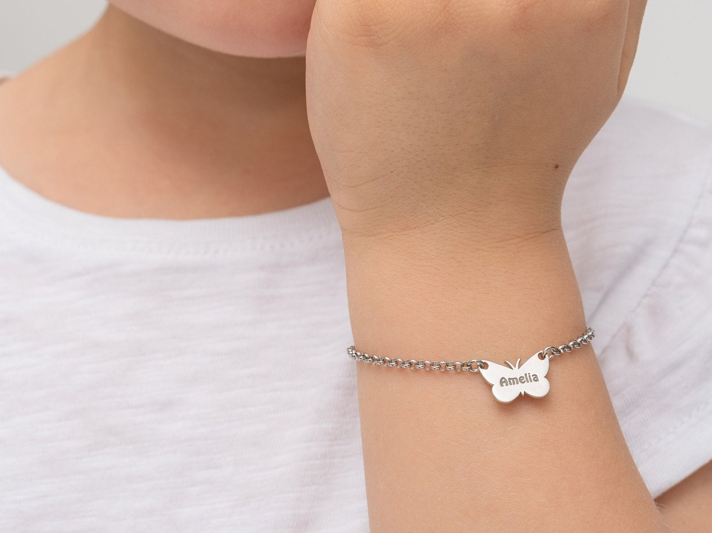 Butterfly Name Bracelet • Engraved Name Bracelet • Name Bracelet For Kids • Kids Custom  Bracelet - Glamoristic