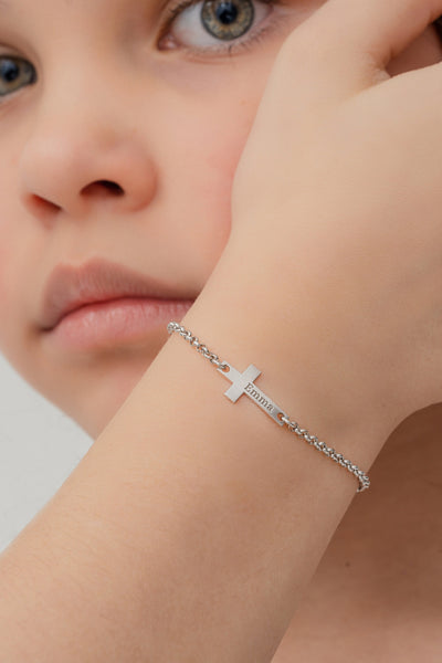 Cross  Name Bracelet • Kids Cross Bracelet • Bracelet For Kids • Dainty Cross Bracelet • Charming Cross  Bracelet • Unisex Kids Bracelet - Glamoristic