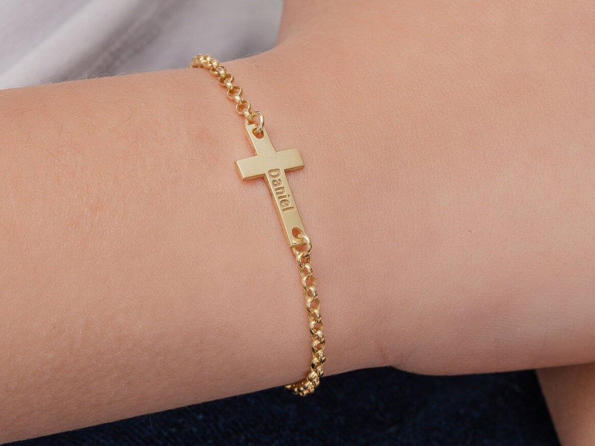 Cross  Name Bracelet • Kids Cross Bracelet • Bracelet For Kids • Dainty Cross Bracelet • Charming Cross  Bracelet • Unisex Kids Bracelet - Glamoristic