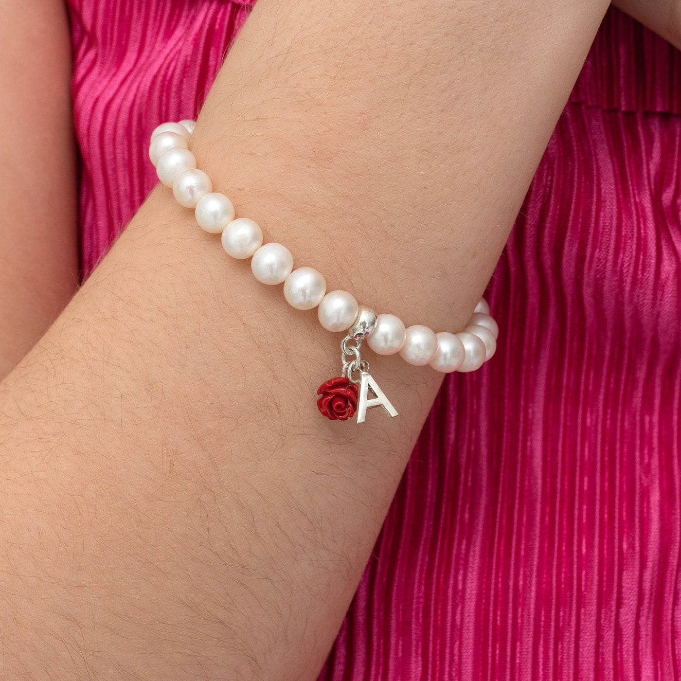 Rose Pearl Initial Bracelet • Children Initial Bracelet • Bracelet for Kids • Your Initial Bracelet • Birthday Gift •  Anniversary gift - Glamoristic