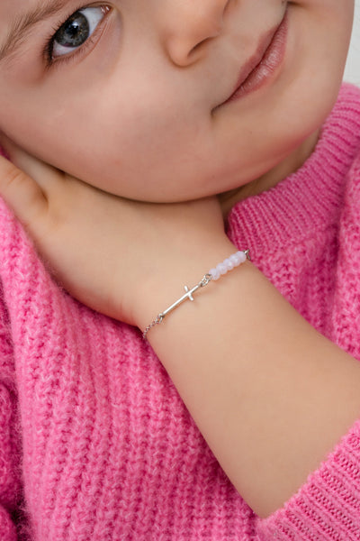 Cross and Pearl Bracelet • Kids Cross Bracelet • Bracelet For Kids • Dainty Bracelet • Charming Bracelet For Kids  • Unisex Kids Bracelet - Glamoristic