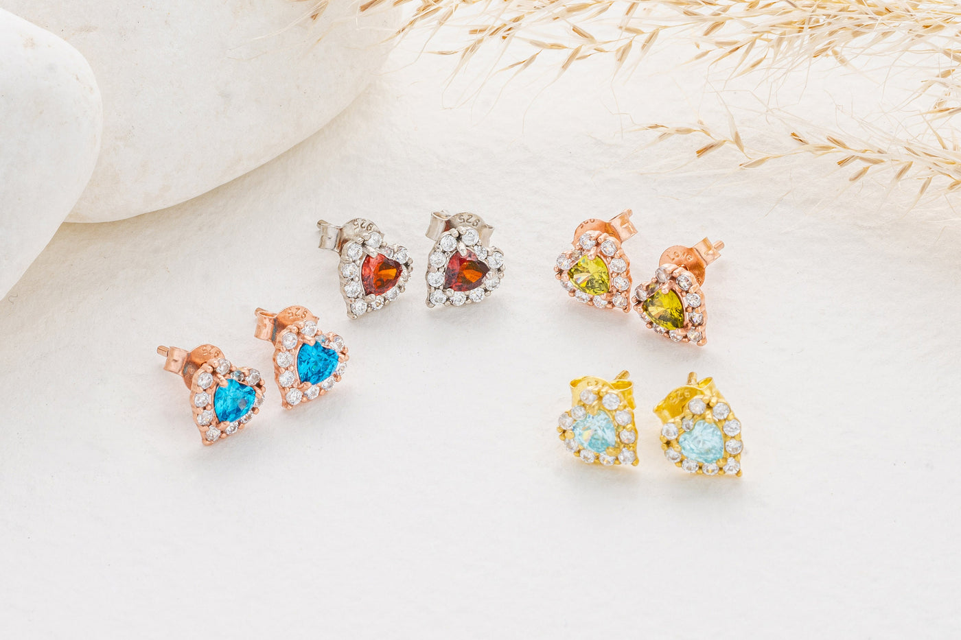 Kids Heart Gemstone Stud Earrings