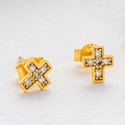 Diamond Cross Kids Earrings