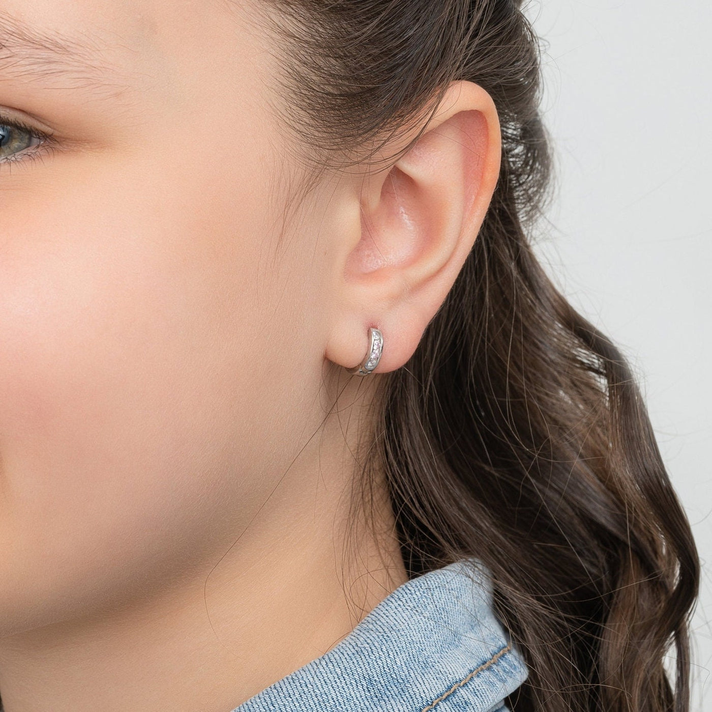 All Around Hoop Earrings with Diamond