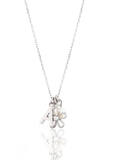 Personalised Initial Necklace with Flower and Pearl Charms