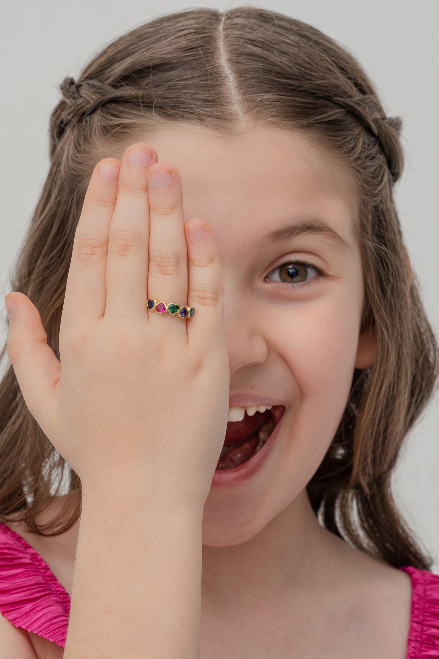 Custom Gemstone Ring • Dainty Birthday Gift • Kids Jewellery • Memorial kids gift • Colourful gift ring • Kids ring with friends birthstones - Glamoristic