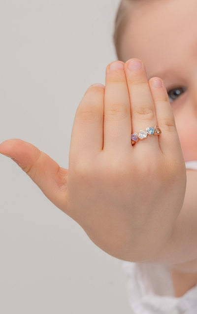 Custom Gemstone Ring • Dainty Birthday Gift • Kids Jewellery • Memorial kids gift • Colourful gift ring • Kids ring with friends birthstones - Glamoristic