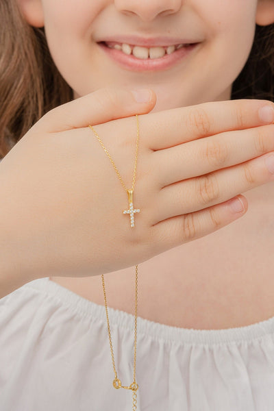 Cross Necklace • Sterling Silver Necklace • Kids Cross Necklace • Princess's Dainty Cross Necklace • Birthday Gift • Christian Gifts - Glamoristic